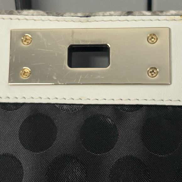 Kate Spade Magnolia Park Large Laurel Satchel Snake Embossed Leather Black White - Picture 9 of 16